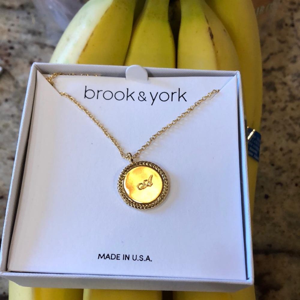 NWT brook& York gold necklace initial A